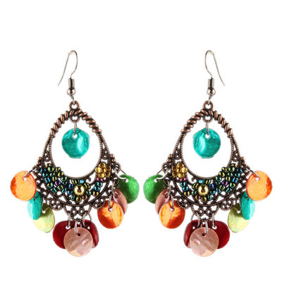 韩国耳饰品复古宫廷民族风彩色