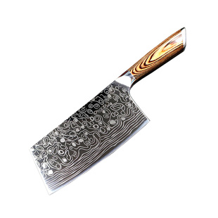 大足菜刀家用厨房刀具一体刀柄激光大马士革花纹不锈钢女士切片刀