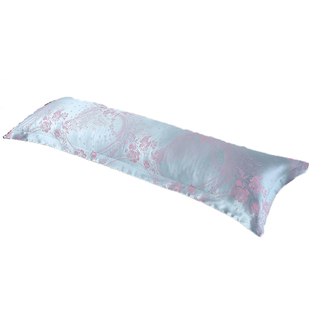 双人长枕套贡缎提花1.2/1.5/1.8米情侣婚庆枕头套大红色枕芯套