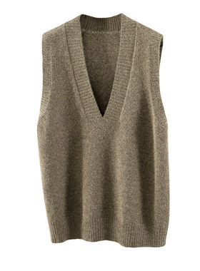 马夹无袖毛衣宽松大码外搭V领