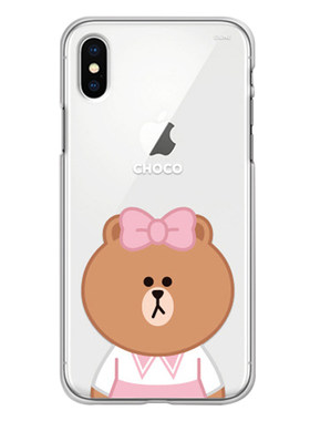 捡漏LINE布朗熊iPhoneX手机壳透明6苹果XS卡通8plus硅胶6S全包壳