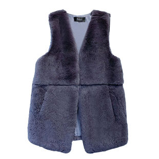 秋冬新獭兔整皮修身显瘦毛毛马甲宽松皮草无袖外套女皮毛一体马夹