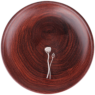 梨香院 印度小叶紫檀木 嵌银小碟子 中式复古禅意 木质多用小盘子