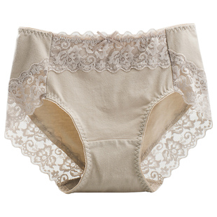 外贸内裤女原单日单出口日本中腰纯棉舒适棉裆包臀蕾丝边女士内裤