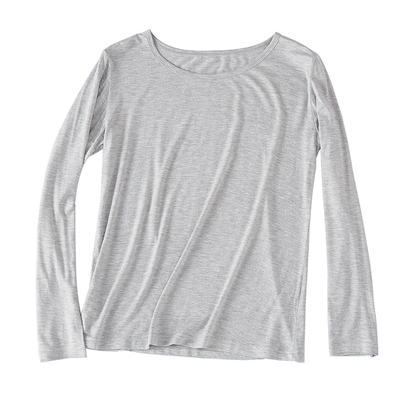 莫代尔衫女长袖薄款圆领柔软睡衣