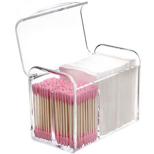 水晶高档棉签盒翻盖亚克力化妆棉盒子化妆品口红收纳盒卸妆棉盒子