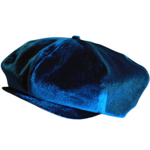 金钻丝绒报童帽鸭舌帽女士造型休闲日系复古棒球帽秋冬八角帽冬帽