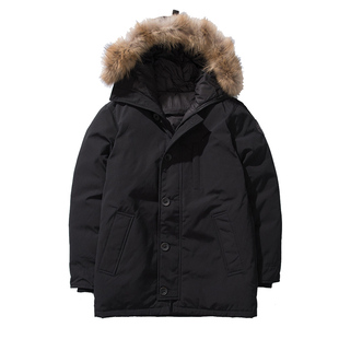 羽绒服男中长款修身2025冬装新款韩版潮流休闲加厚连帽大毛领外套