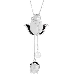 花朵吊坠项链女秋冬长款百搭配饰品挂件毛衣链子挂饰2021年新款潮