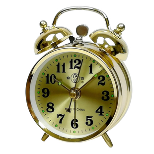 合飞老式上发条机械闹钟创意金属上弦打铃钟7080怀旧创意表鸡吃米