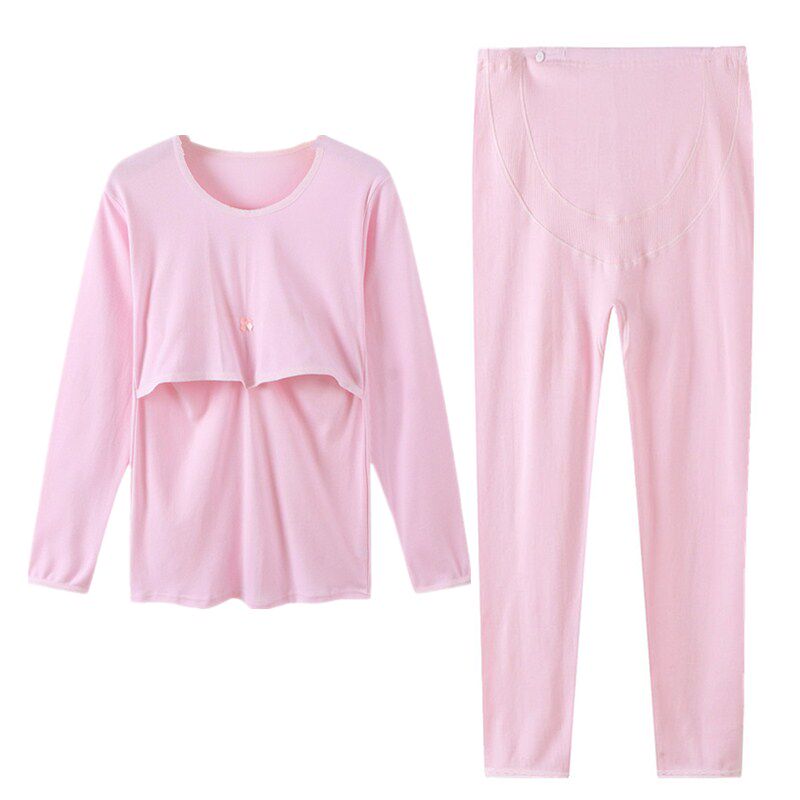 全棉孕妇秋衣秋裤套装纯棉月子服哺乳秋衣托腹秋裤秋冬家居服