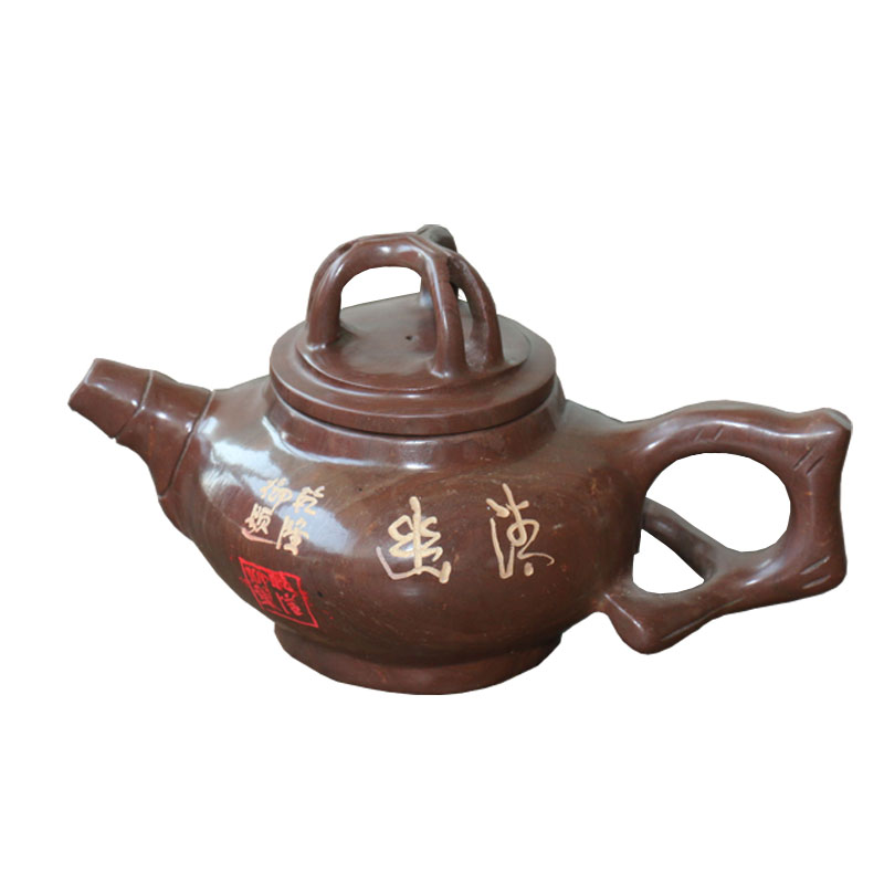 清仓特价纯天然木鱼石茶杯带盖有把手保健水杯养生矿化水济南特产