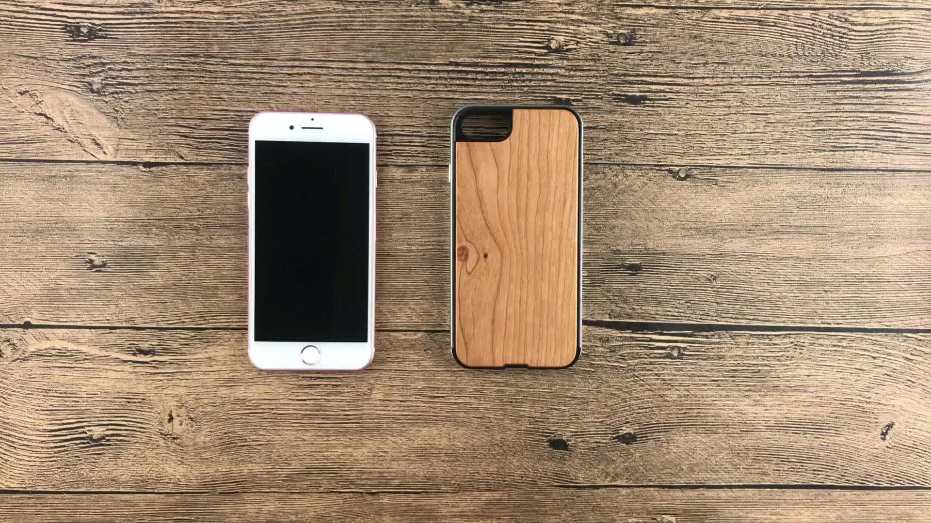 Wood+metal Mobile Phone Cases Cover For Iphone 8 Mobile Phone