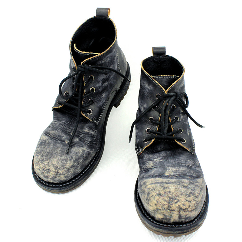 Johnny Depp德普做旧固特异手工做旧复古工装靴牛仔靴男靴男鞋
