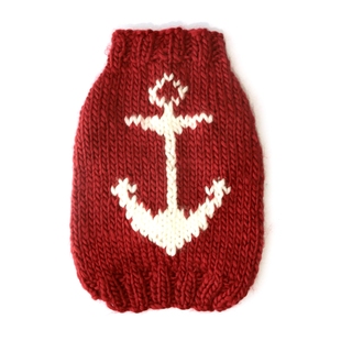 宝眷宠物狗狗冬天衣服手工毛衣马甲背心红色无袖上衣海锚图案喜庆