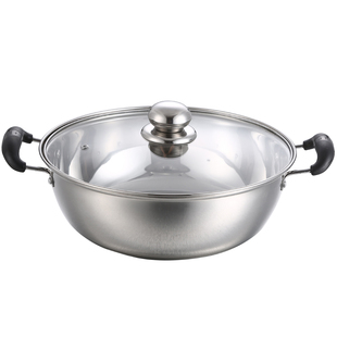 海发不锈钢火锅汤锅加厚复底火锅盆边炉锅具不粘锅平底锅电磁锅