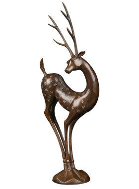 匠泽铜魂小福梅花鹿双全礼物摆件