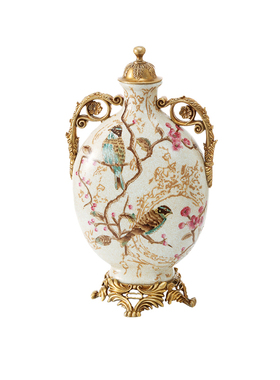 陶瓷花鸟摆件美式风首饰盒