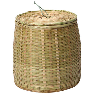 竹编带盖茶叶篓大号茶叶罐竹青编织盒茶叶桶茶饼收纳盒茶篓竹篓篮