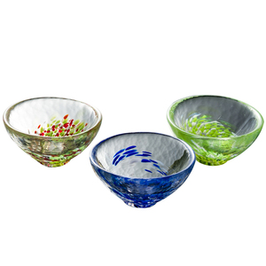 日式手工玻璃小茶杯耐热透明彩色斗笠品茗杯功夫茶具主人杯冷酒杯