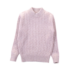 男孩毛衣加厚羊绒衫冬季新款羊毛衫手工编织白色打底纯色童装亲子