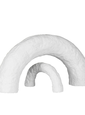 树脂黑白色拱形几何风样板房摆件