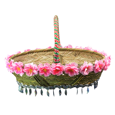 民族创意风手工编织舞蹈小竹背篓