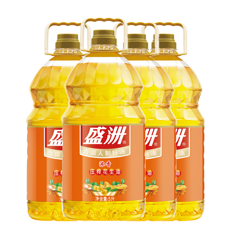 盛洲浓香压榨花生油5L*4花生油一级压榨花生油食用油物理压榨油