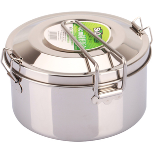 顺达饭盒成人304不锈钢圆形便当盒双层学生食堂工人蒸饭餐盒