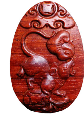 吊坠小叶紫檀雕刻木质兔子项链