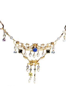 【惊鸿】淡水珍珠项圈夕颜蓝白色