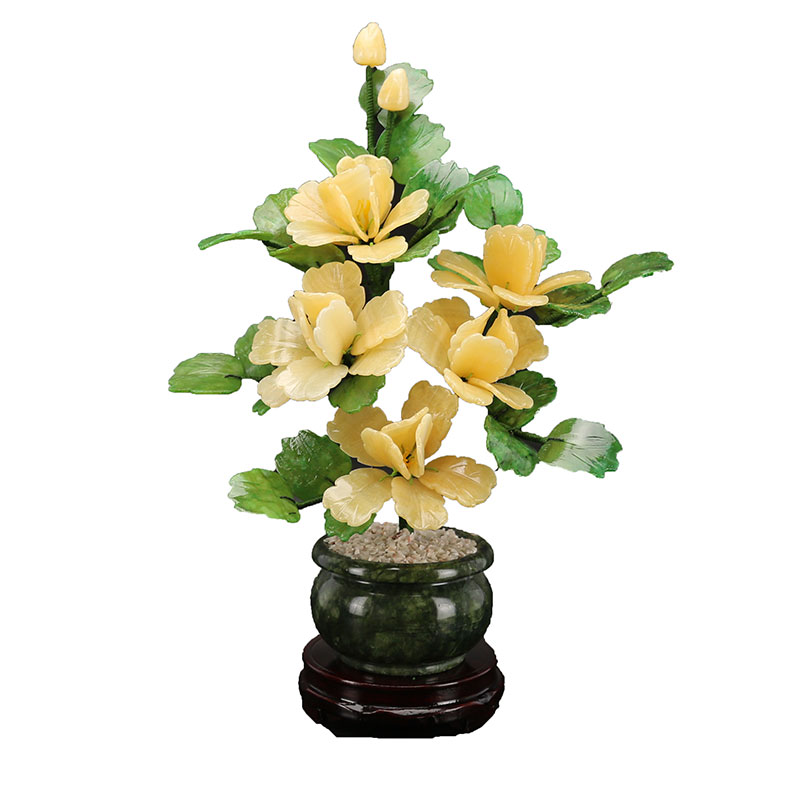 天然玉石仿真牡丹花假花盘景家居客厅装饰餐桌工艺品摆件创意礼品