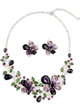 装饰项链短款女欧美花朵水晶礼服