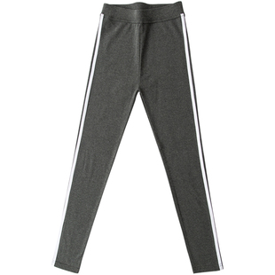 打底裤女外穿秋季纯棉侧白边条纹运动裤黑色显瘦弹力紧身小脚裤子