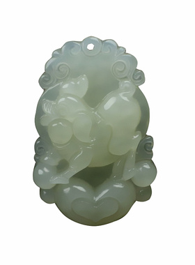 天然和田玉十二生肖项链男士吊坠