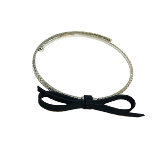 韩版闪钻choker项圈绒布立体蝴蝶结颈链镶满钻颈圈女网红简约项链