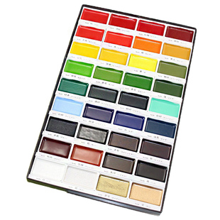 日本吴竹颜彩 固体水彩颜料12 18 24 36色 吴竹水彩耽美国画颜料
