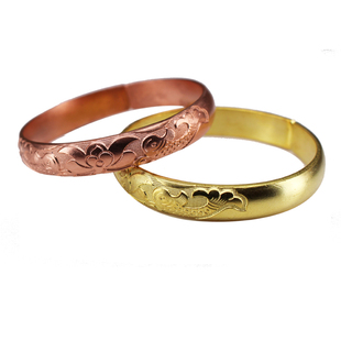 同古大理铜手镯纯铜黄铜红铜紫铜镯子双鱼莲花送长辈送亲人新款