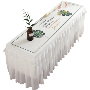 电视柜防尘罩客厅白色布艺蕾丝桌布现代简约长方形电视柜全包盖布