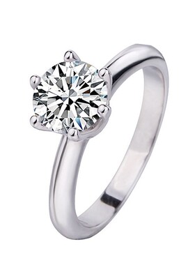 925纯银钻戒结婚戒指仿真白金色指环轻奢小众设计高级感新款爆款