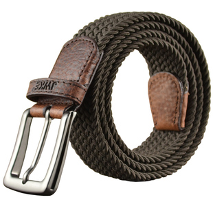 男士帆布编织腰带针扣弹力牛仔裤皮带休闲百搭松紧高尔夫运动裤带