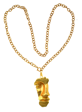 千呼万唤人脸面具西装胸针项链