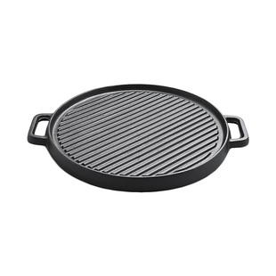 加厚双面用铸铁条纹煎锅烤盘炙子烤肉生铁鏊子无涂层不粘商用家用