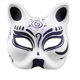 幼儿园手绘画涂色上色加厚纸浆面具 京剧狐狸人脸白色动物 送戴绳