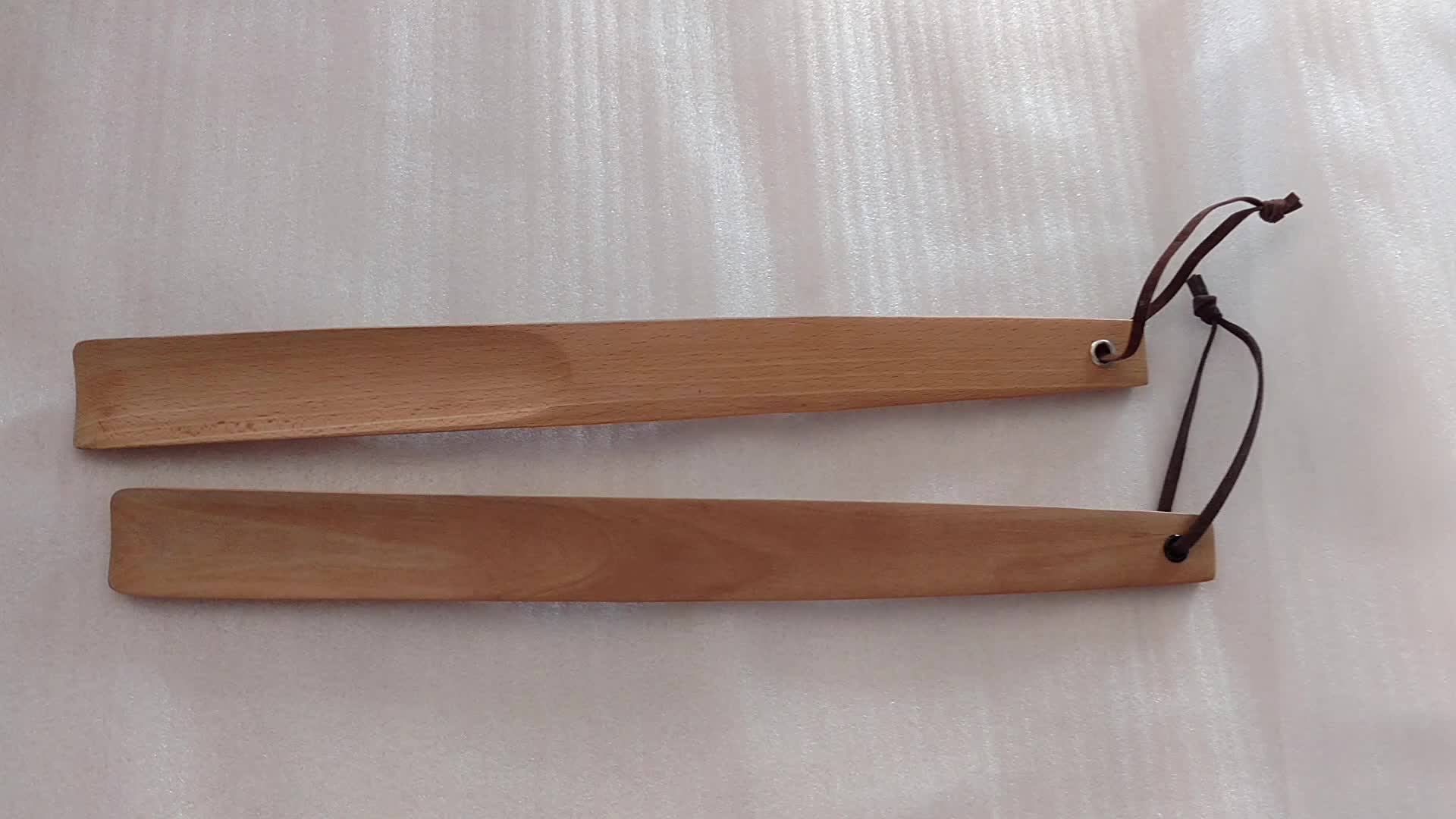 Hotel Indoor Supermarket Wholesale Long Wooden Shoe Horn Natural Color