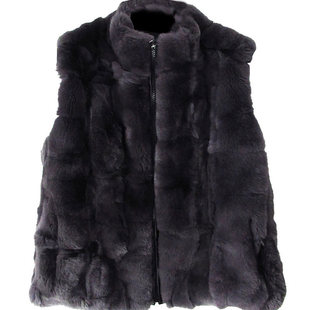 新女士兔毛马甲女冬季女装獭兔毛马夹坎肩背心真皮草皮毛一体外套
