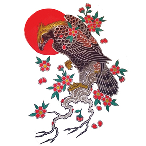 破浪潮ins网红持久纹身贴防水日式樱花鹰浮世绘花臂花腿超大超美