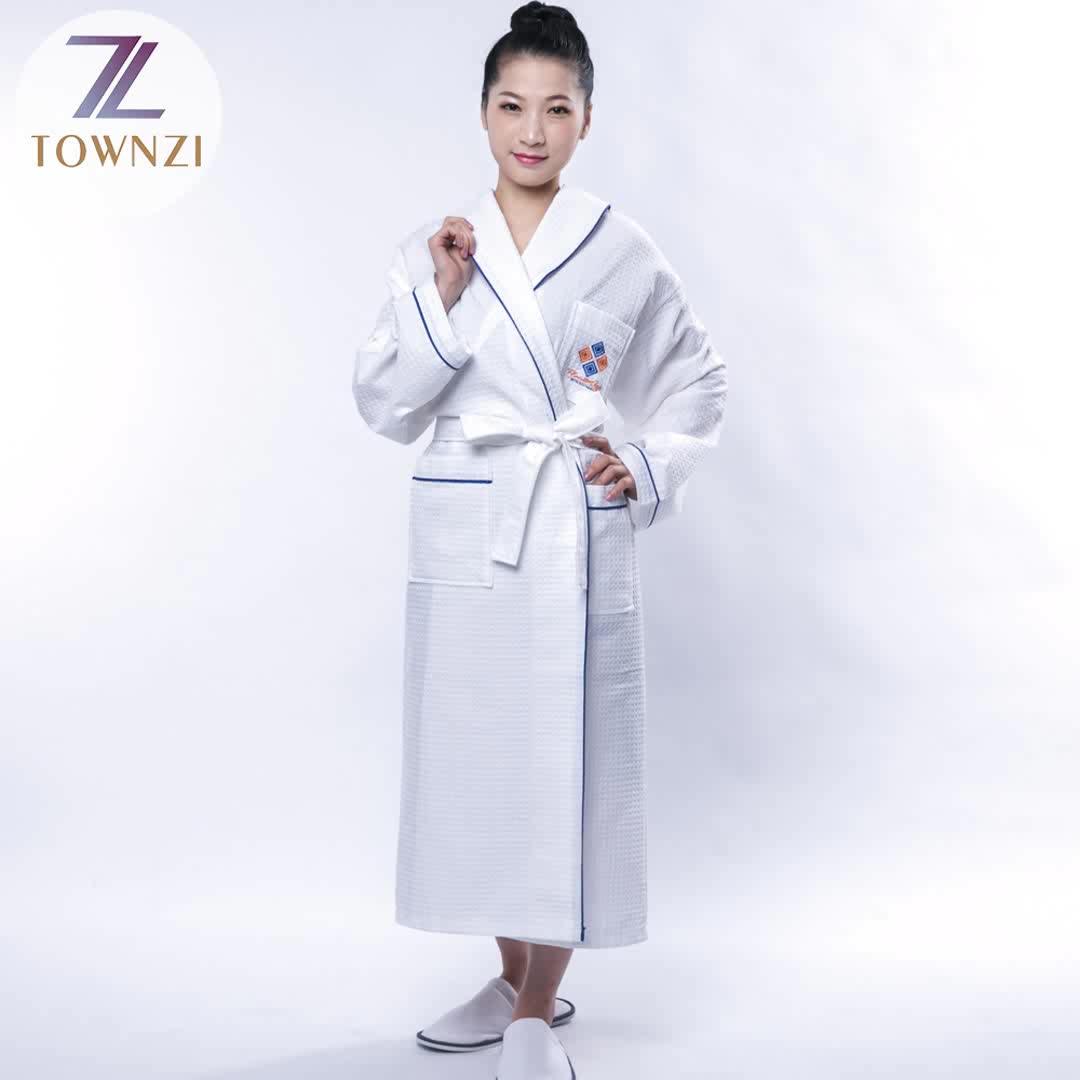 Last Design Hotel Bath Room Spa Waffle Weave Blue Embroider Style