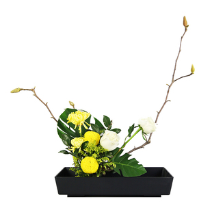 塑料长方形花器塑胶插花器皿小原流花器剑山插花日式中式花道花艺