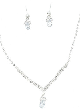 包邮新款精致甜美清新新娘锆石项链耳环套装婚纱礼服晚宴活动首饰